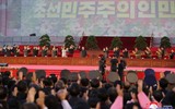 Chủ tịch Kim Jong Un và con gái dự lễ duyệt binh mừng quốc khánh Triều Tiên