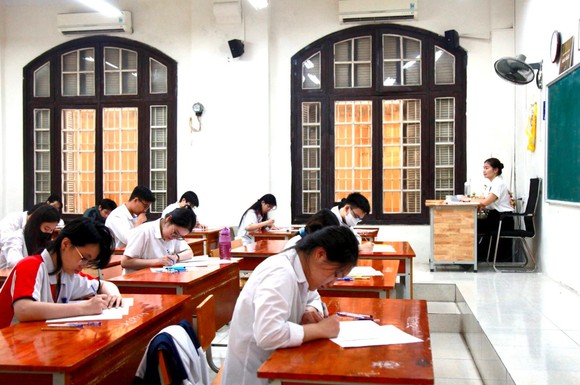 Học sinh lớp 12 Hà Nội tham gia kỳ khảo sát chất lượng trước Kỳ thi tốt nghiệp THPT năm 2024. Ảnh: ITN