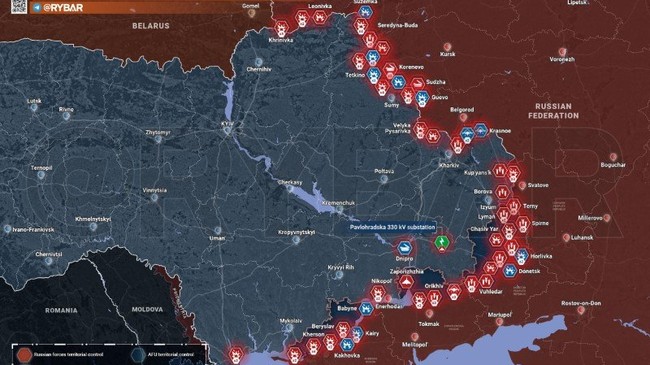 Bản đồ chiến sự Ukraine ngày 4/5. (Ảnh: Rybar)