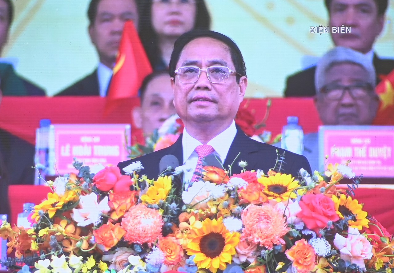 Thủ tướng Phạm Minh Chính đọc diễn văn tại lễ kỷ niệm.