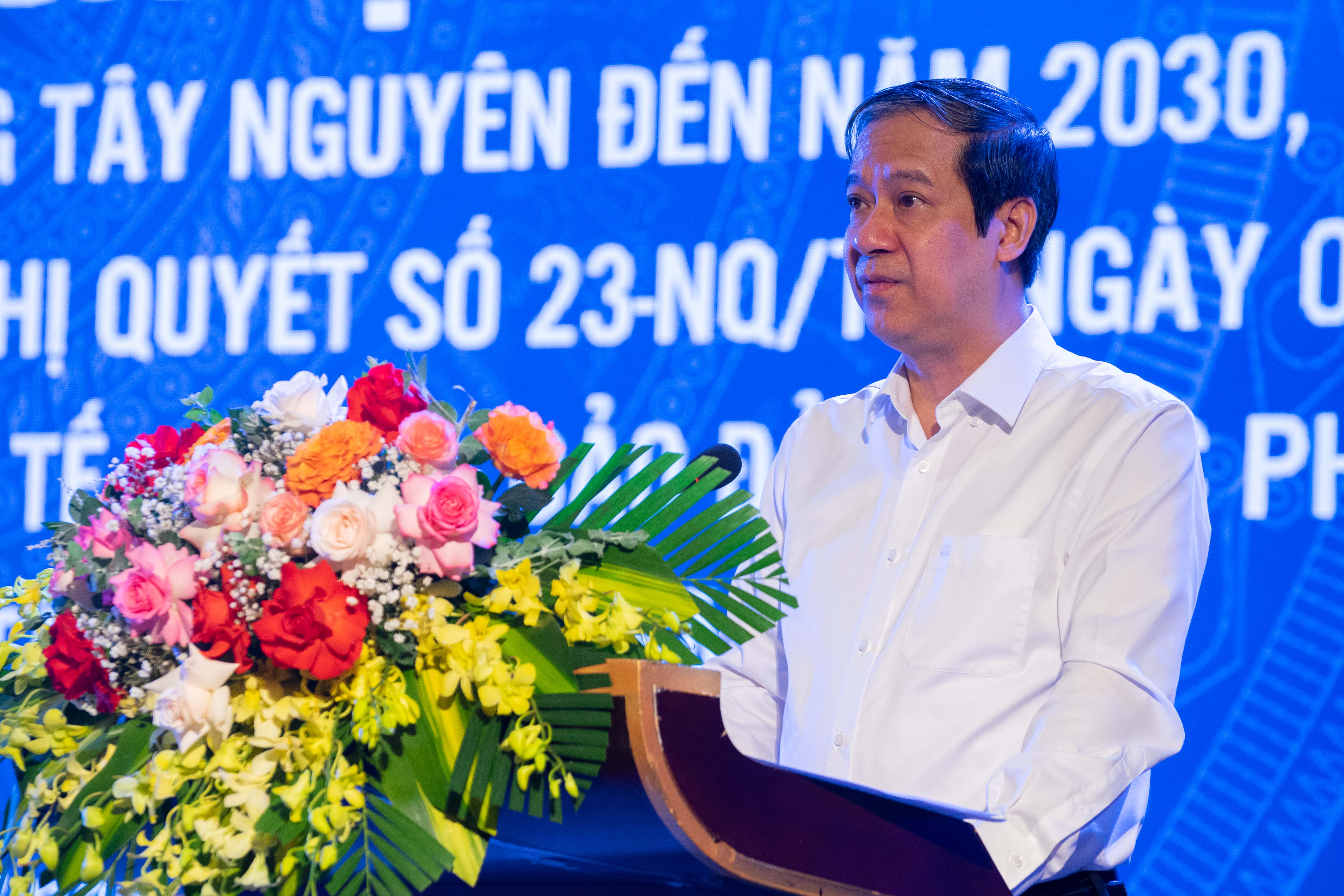 Bộ trưởng Nguyễn Kim Sơn phát biểu kết luận tại Hội nghị phát triển giáo dục và đào tạo vùng Tây Nguyên đến năm 2030, tầm nhìn đến năm 2045.