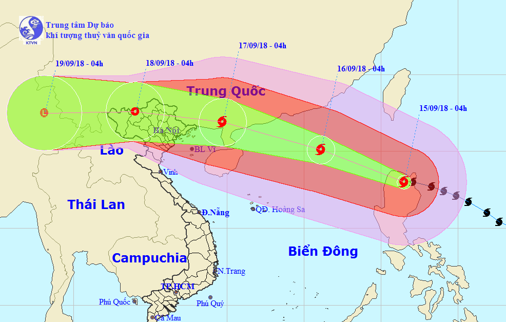 Siêu bão Mangkhut đã vượt qua đảo Lu dông đi vào khu vực Biển Đông. Ảnh: NCHMF.