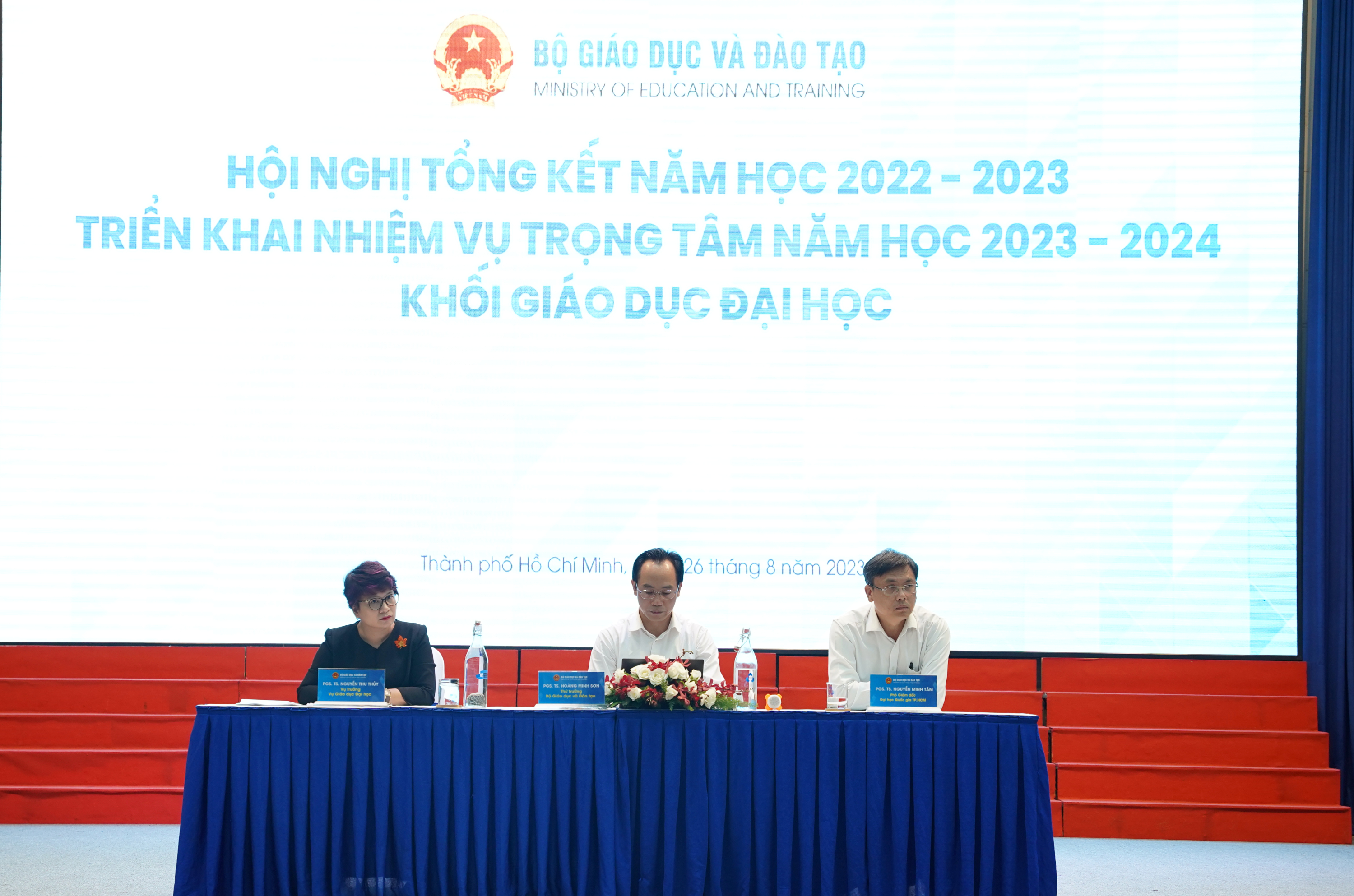 Hội nghị tổng kết năm học 2022-2023, triển khai nhiệm vụ trọng tâm năm học 2023-2024 khối giáo dục đại học. Ảnh: Như Quỳnh.
