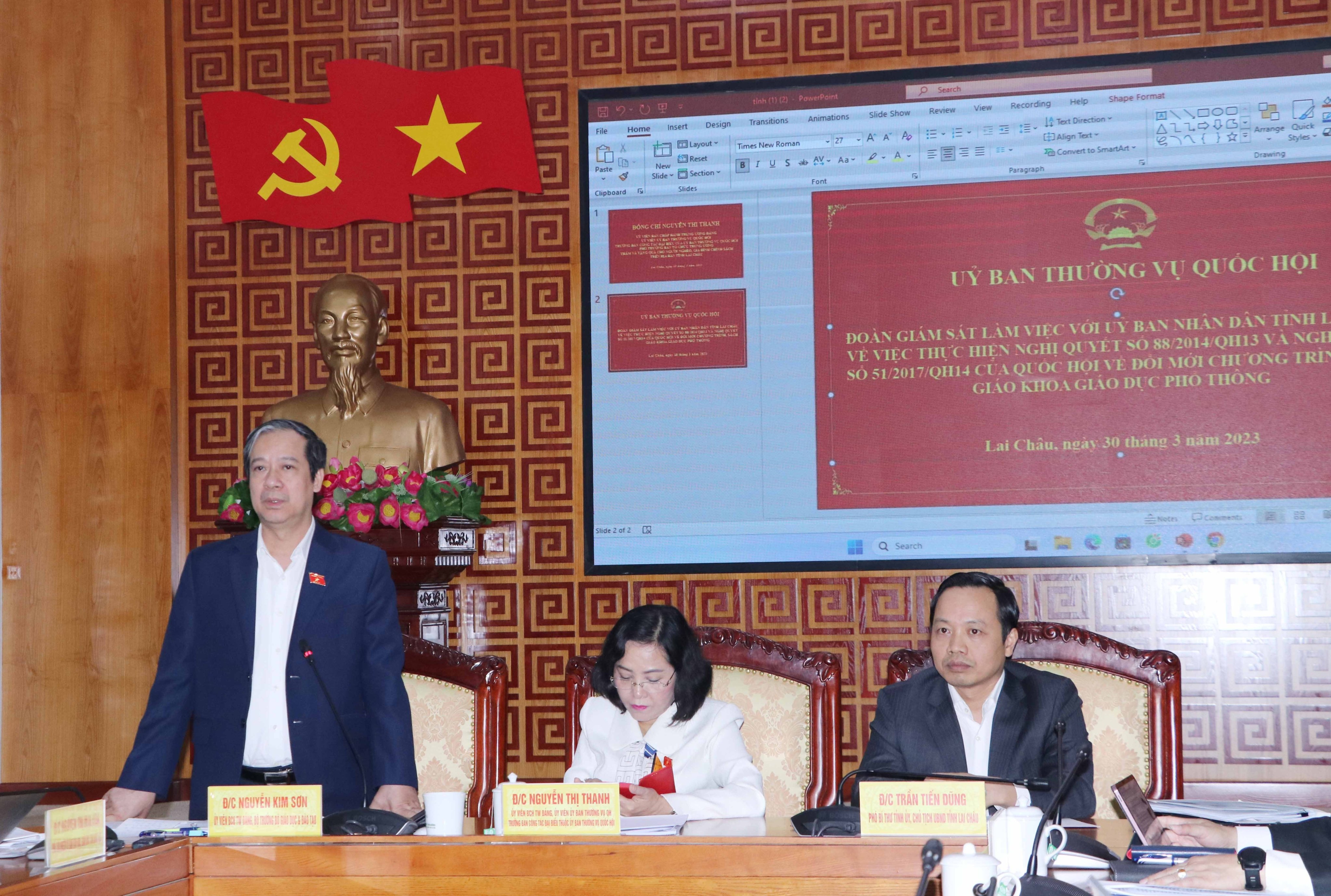 Bộ trưởng Nguyễn Kim Sơn phát biểu tại buổi làm việc. Ảnh: Hà Thuận.