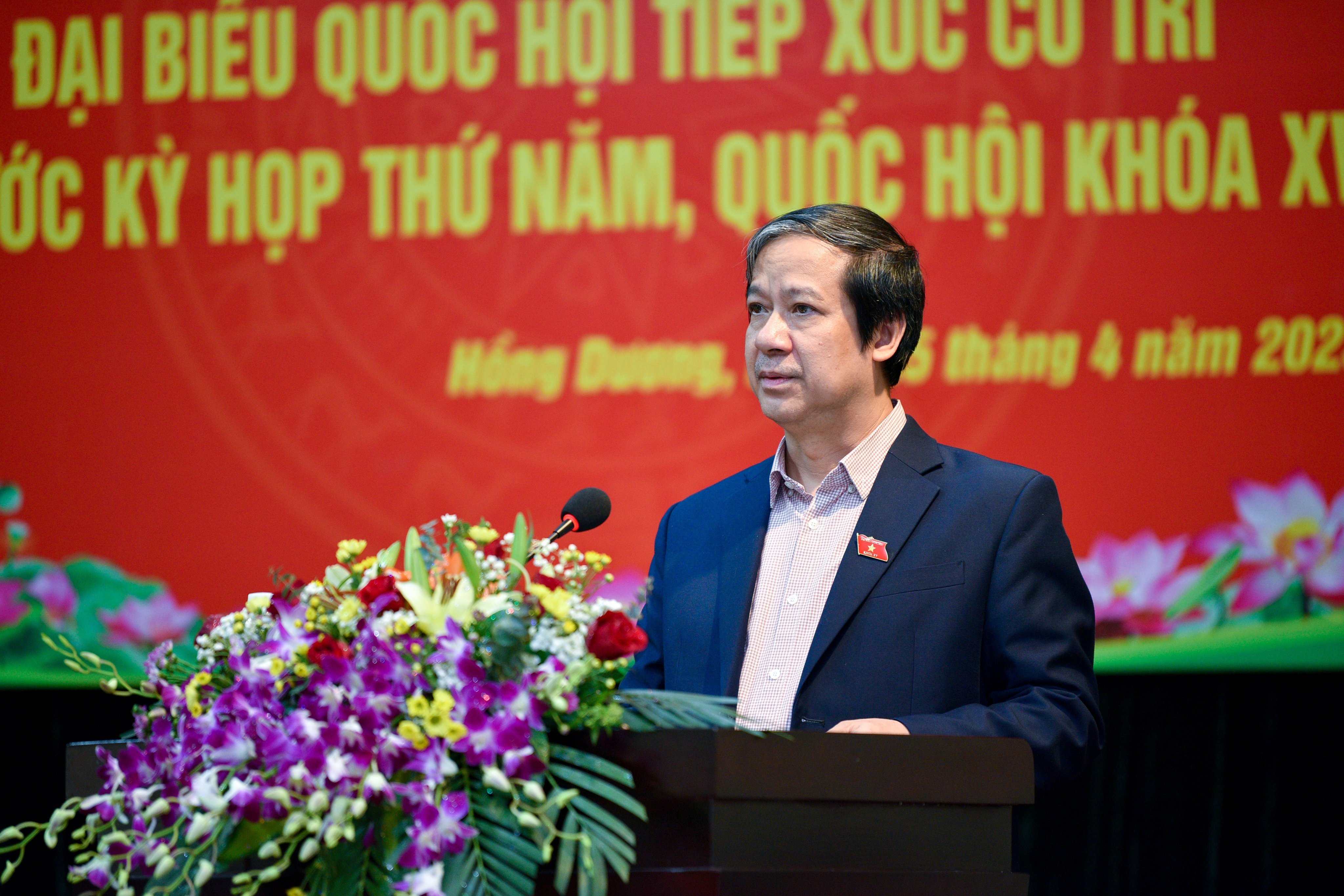 Bộ trưởng Bộ GD&ĐT Nguyễn Kim Sơn báo cáo cử tri huyện Thanh Oai (Hà Nội) dự kiến nội dung Kỳ họp thứ 5, Quốc hội khóa XV.