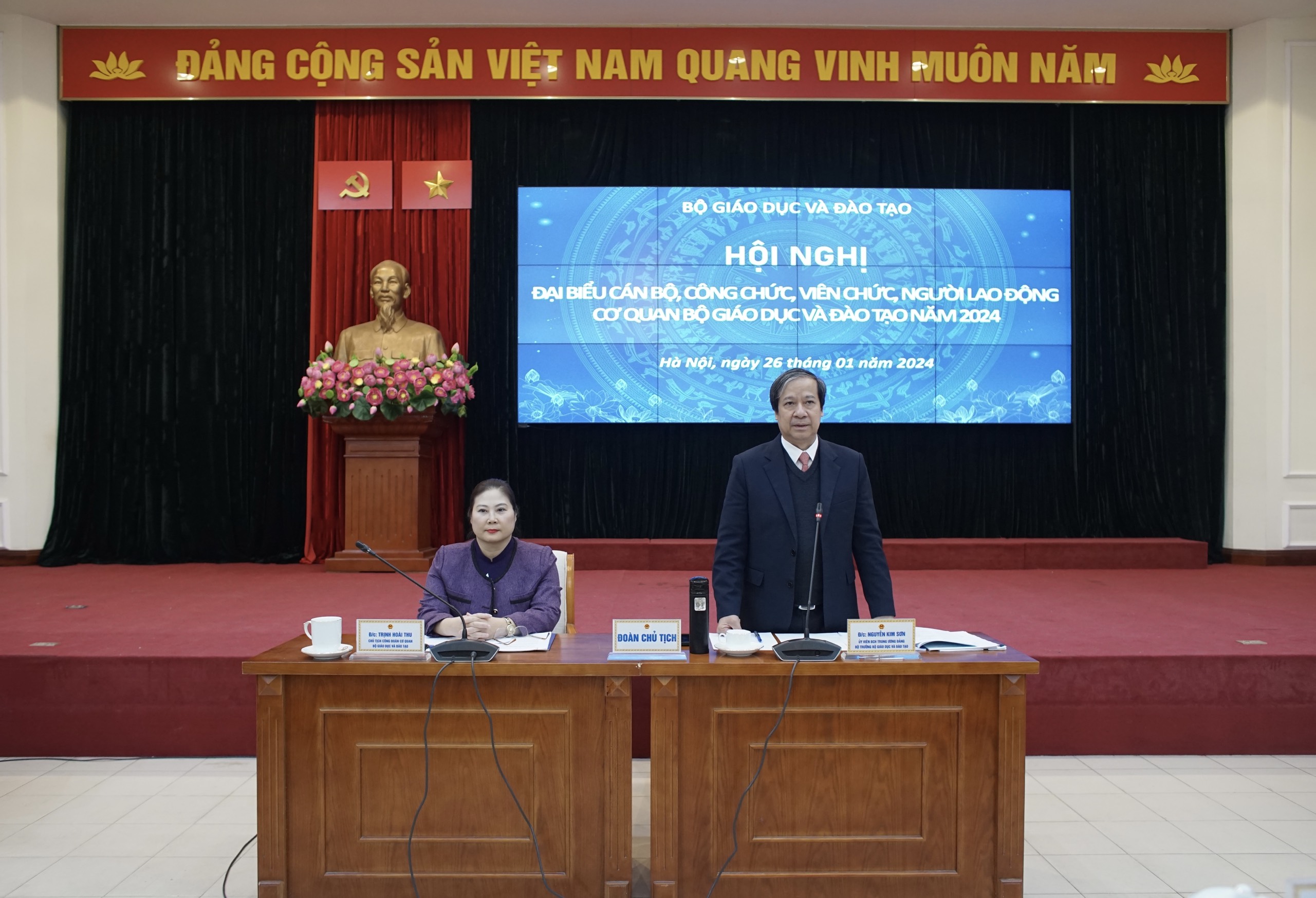 Bộ trưởng Nguyễn Kim Sơn phát biểu tại hội nghị.