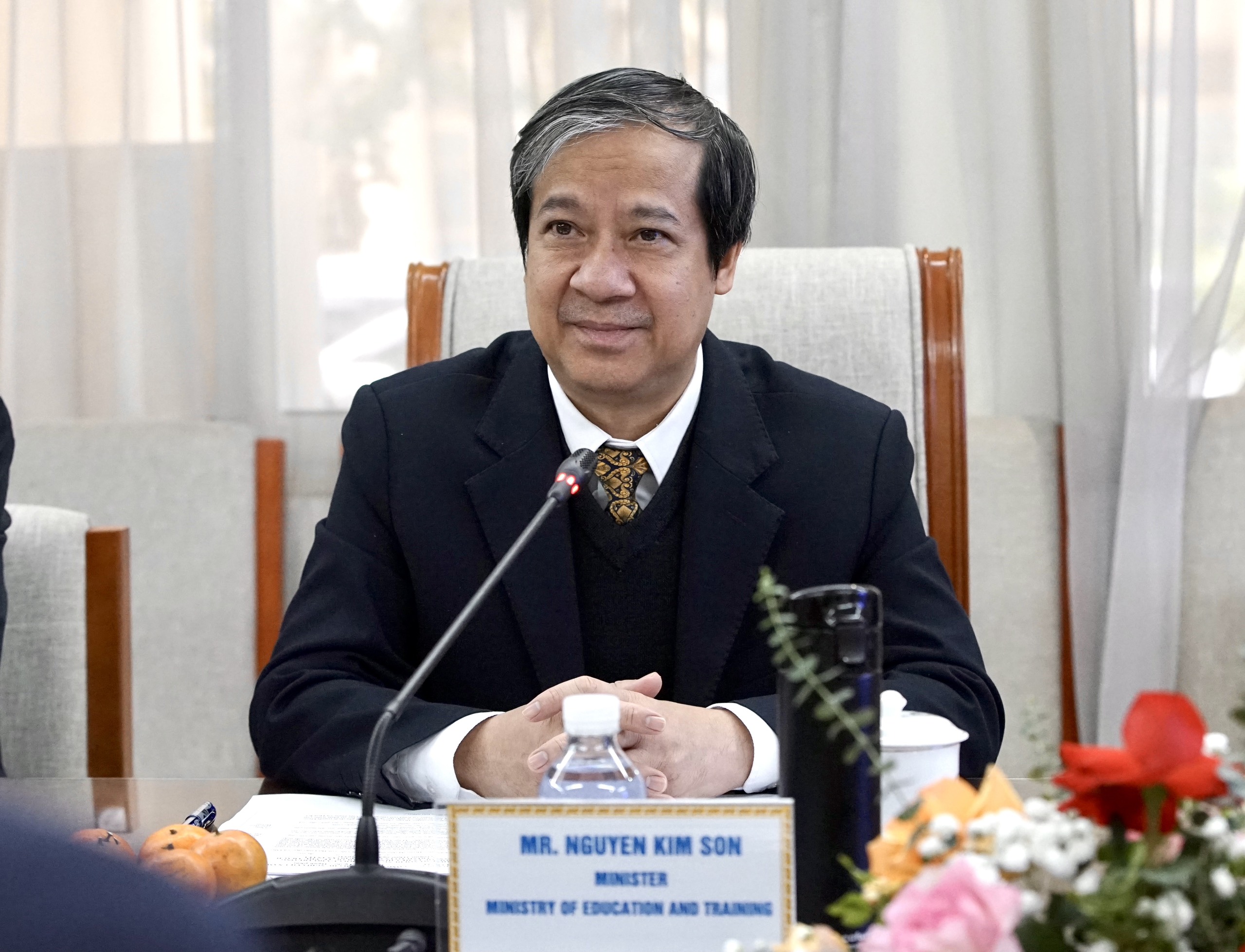 Bộ trưởng Nguyễn Kim Sơn phát biểu tại buổi tiếp.