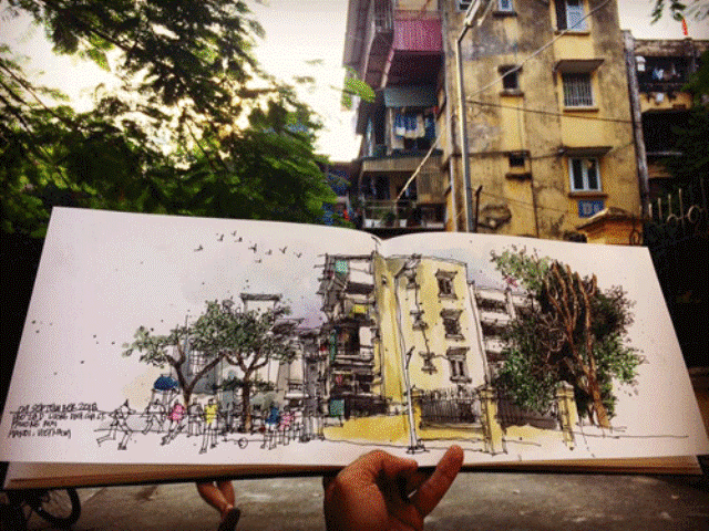 Một tác phẩm của nhóm Kí họa đô thị Hà Nội