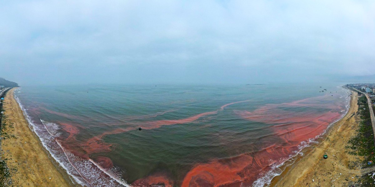 Người dân lo lắng trước dải nước màu đỏ xuất hiện ở biển Hà Tĩnh