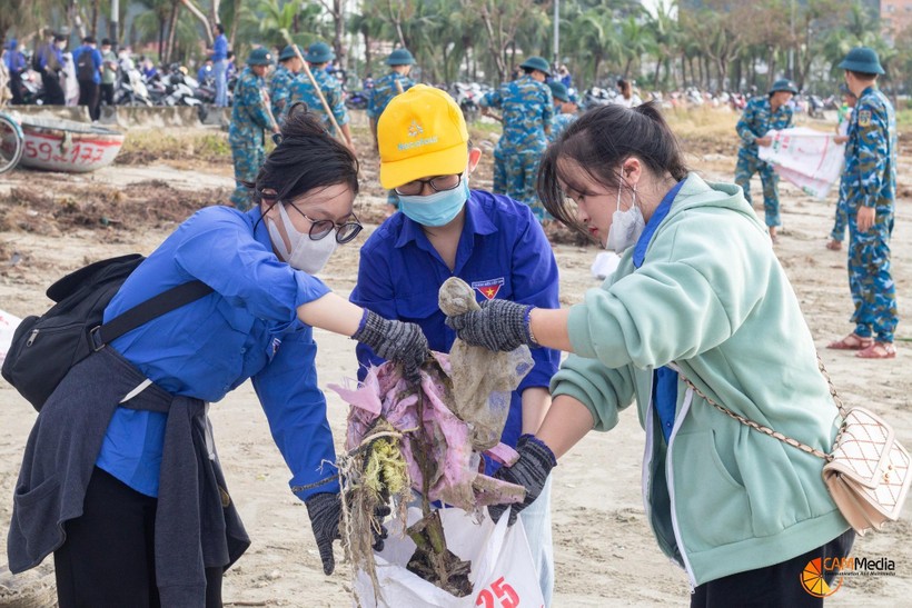 Tuổi trẻ Đại học Đà Nẵng ra quân dọn dẹp vệ sinh môi trường sau bão Noru. 