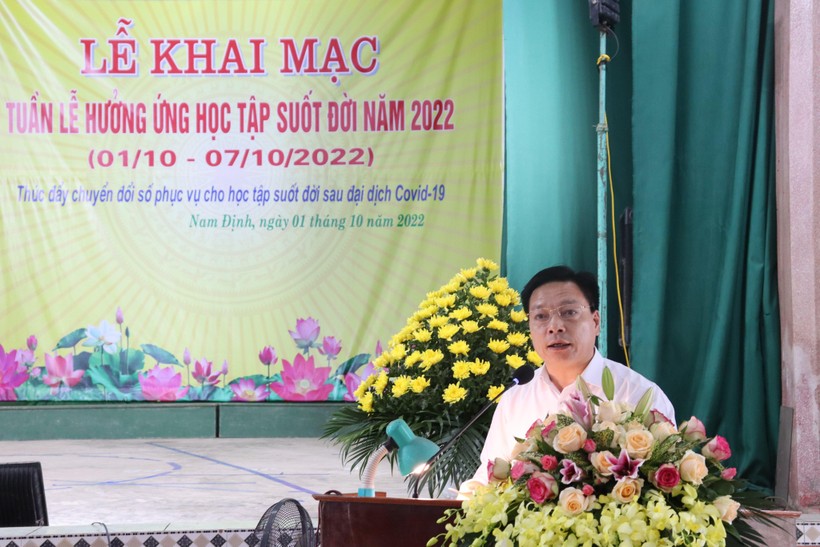 Ông Đỗ Hải Điền - Chủ tịch UBND huyện Hải Hậu phát biểu tại Lễ khai mạc.