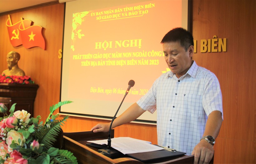 Ông Lê Quang Vinh, Phó Giám đốc Sở GD&ĐT tỉnh Điện Biên phát biểu tại Hội nghị. ảnh 3