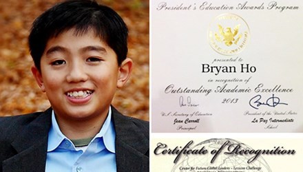 Bryan Phan Hồ (tên Việt là Hồ Phan Vương Bảo, 15 tuổi, học sinh lớp 10 trường Mision Viejo-California), được nhận nhiều bằng khen cho thành tích học tập xuất sắc, trong đó có giấy khen của Tổng thống Mỹ.