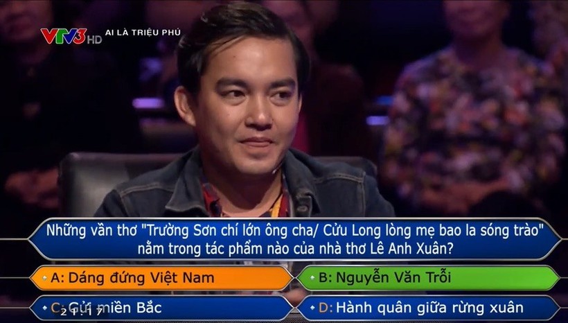 Phượt thủ Trần Đăng Khoa trả lời câu hỏi thứ 15 của Ai là triệu phú.