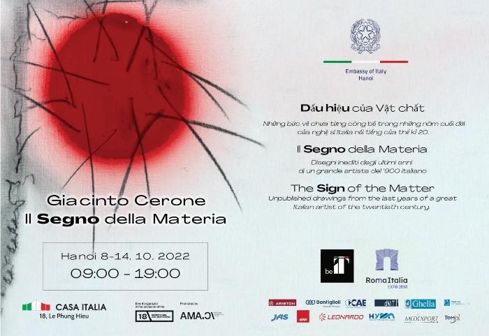 Triển lãm ‘Dấu hiệu của vật chất’ sẽ diễn ra vào ngày 8 đến 14/10 tại Casa Italia (Hà Nội). 