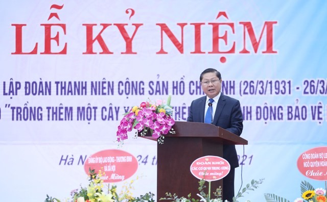 Thứ trưởng Bộ Lao động – Thương binh và Xã hội Lê Tấn Dũng phát biểu tại lễ kỷ niệm