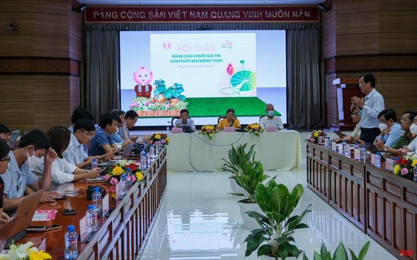 Quang cảnh buổi họp báo Lễ hội sen Đồng Tháp 2022.
