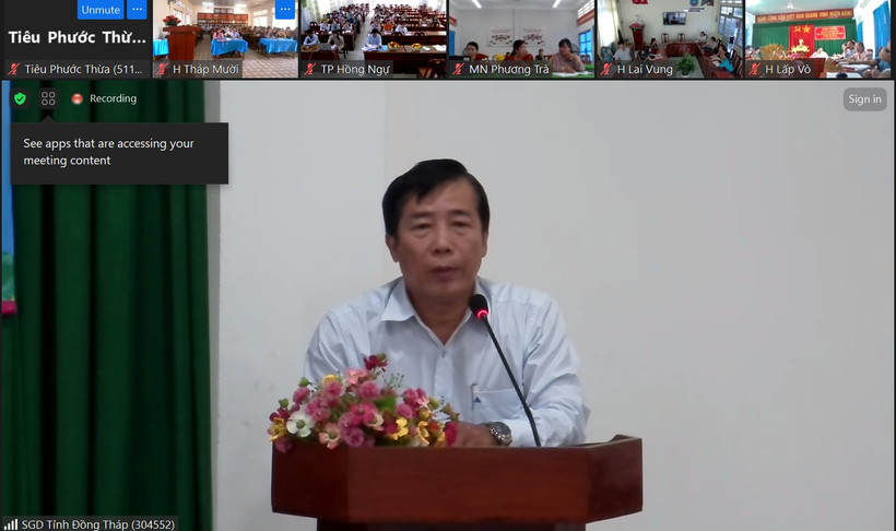 Ông Nguyễn Minh Tâm - Phó Giám đốc, Sở GD&ĐT Đồng Tháp phát biểu tại hội nghị
