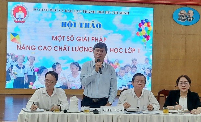 Ông Nguyễn Văn Hiếu- Phó GĐ Sở GD&ĐT TPHCM phát biểu tại hội thảo.