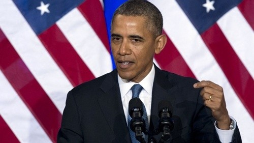 Tổng thống Mỹ Barack Obama hôm qua có bài phát biểu quan trọng tại Bộ Tư pháp Mỹ về cải cách NSA. Ảnh: SydneyMorningHerald