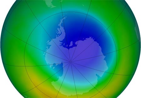 Khu vực lỗ thủng ozone, tính đến tháng 10/2013. Ảnh: NASA
