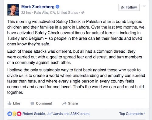 Liên tục xảy ra khủng bố, Mark Zuckerberg nghĩ gì?