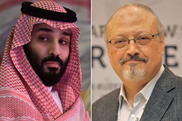 Hoàng thái tử Ả rập xê út Mohammed bin Salman (trái) và nhà báo Khashoggi
