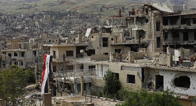 Tòa nhà bị chiến tranh tàn phá ở Syria
