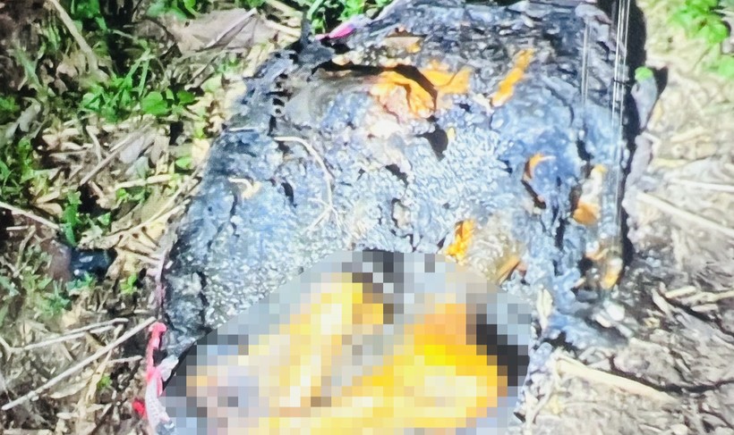 Một phần thi thể bị đốt cháy được người dân phát hiện.