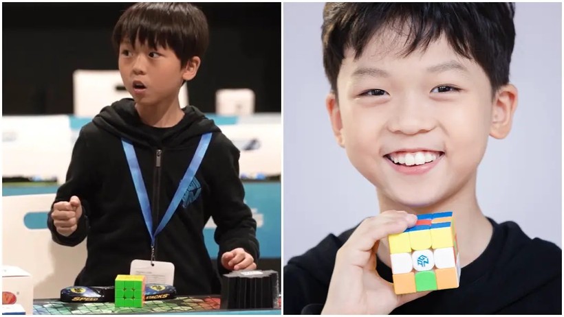 Thần đồng 9 tuổi đã phá kỷ lục giải một khối Rubik 3x3 với thời gian trung bình sau 5 lần là 4,69 giây.