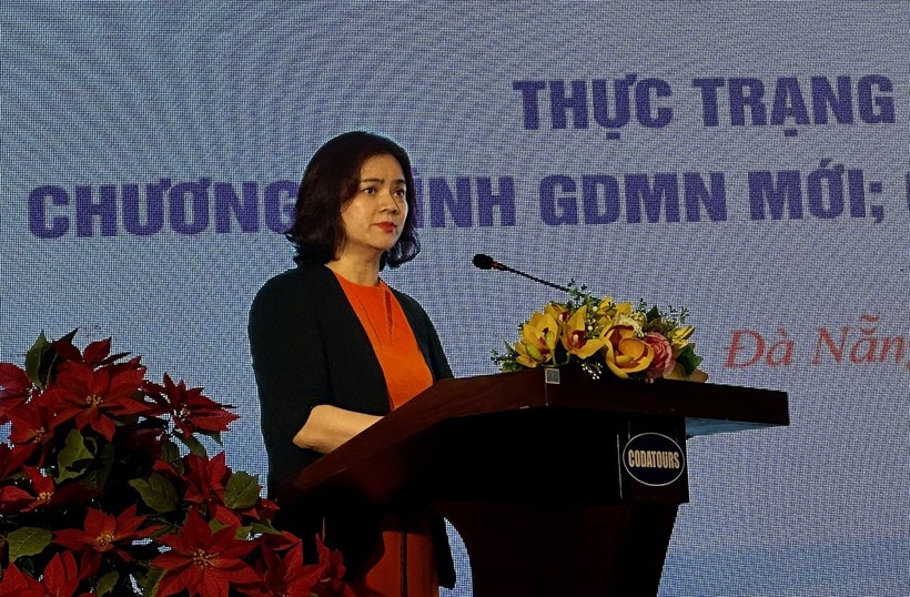 Phó Vụ trưởng Vụ GDMN Cù Thị Thủy phát biểu tại Hội thảo.