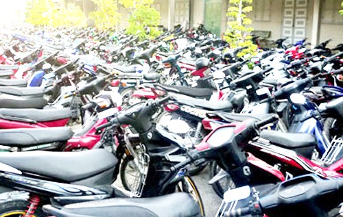 197 xe máy bị đưa về Công an huyện Châu Thành.