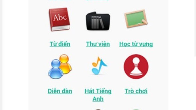 Giao diện ứng dụng “Cùng bạn học tiếng Anh” trên Android