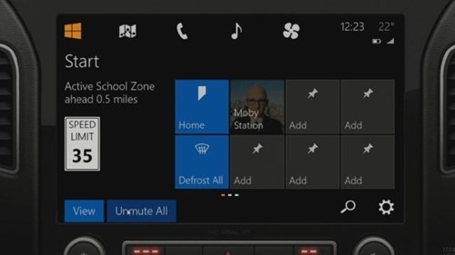 Giao diện bảng điều khiển trên mẫu xe concept từng được Microsoft giới thiệu tại BUILD 2014.