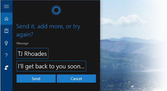 Trợ lý ảo Cortana cho phép gửi SMS từ máy tính Windows 10 