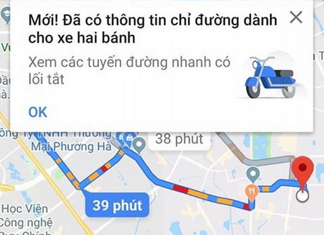 Google Maps hỗ trợ dẫn đường cho xe máy tại Việt Nam