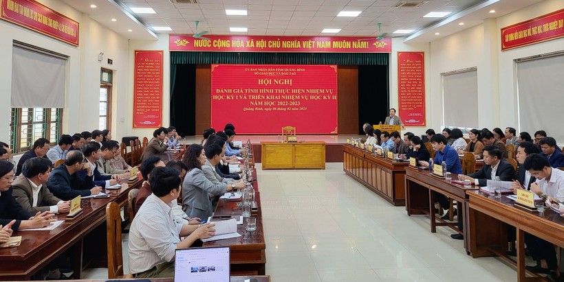 Sở GD&ĐT Quảng Bình tổ chức Hội nghị đánh giá tình hình thực hiện nhiệm vụ học kỳ 1. (Ảnh: Đặng Tài).