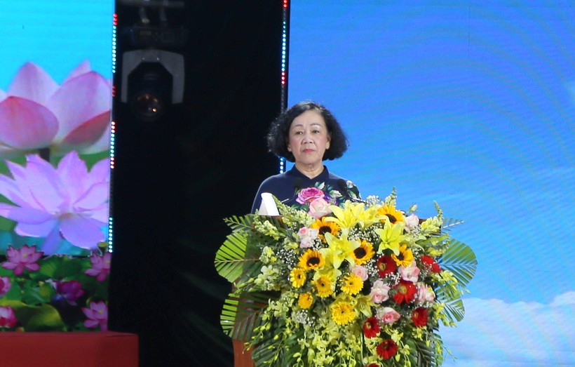 Bà Trương Thị Mai, Thường trực Ban Bí thư, Trưởng Ban Tổ chức Trung ương phát biểu. ảnh 3