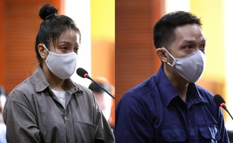 Nguyễn Võ Quỳnh Trang và Nguyễn Kim Trung Thái tại phiên xử hồi tháng 7/2022.