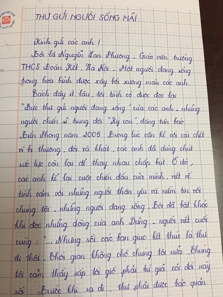 Bức thư gửi 'người sống mãi' của cô giáo Hà thành ảnh 1