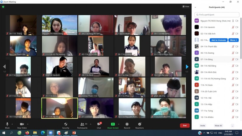 Một lớp học trực tuyến của Trường THPT Cẩm Giàng (Hải Dương)
