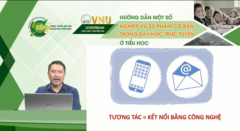 TS Tôn Quang Cường chia sẻ tại Tọa đàm trực tuyến với chủ đề “Hướng dẫn một số nghiệp vụ sư phạm cơ bản trong dạy học trực tuyến ở tiểu học” do ĐH Quốc gia Hà Nội tổ chức.