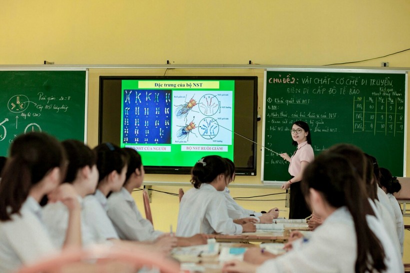 Một lớp học của Trường THPT Lục Nam (Bắc Giang) - thời điểm chưa có dịch Covid-19