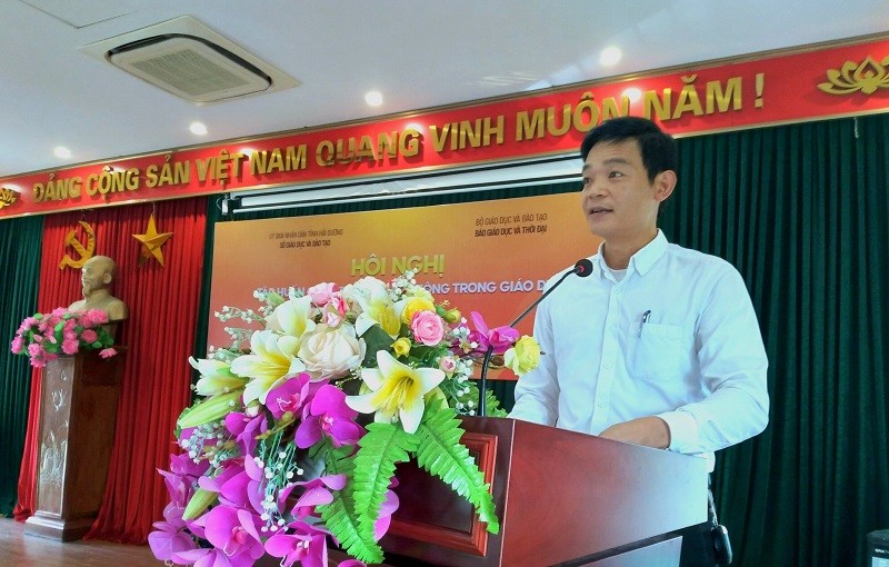 Ông Phạm Hải Ninh- Chánh văn phòng Sở GD&ĐT Hải Dương phát biểu đề dẫn Hội nghị. ảnh 1