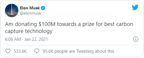 Bài đăng trên Twitter của Elon Musk.