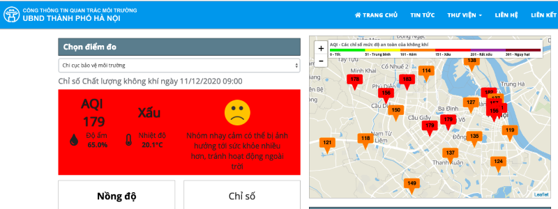 Chất lượng không khí tại Hà Nội liên tục ở mức xấu. Ảnh: moitruongthudo.vn.