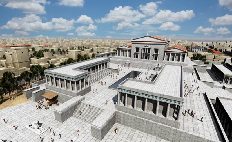 Tranh tái hiện thư viện cổ Alexandria của một họa sĩ.