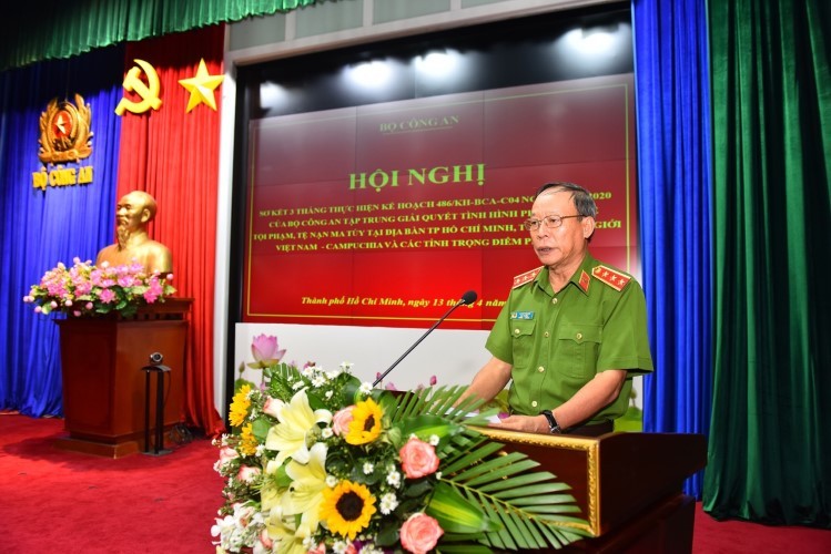 Thứ trưởng Bộ Công an, Thượng tướng Lê Quý Vương tại Hội nghị sơ kết 3 tháng.