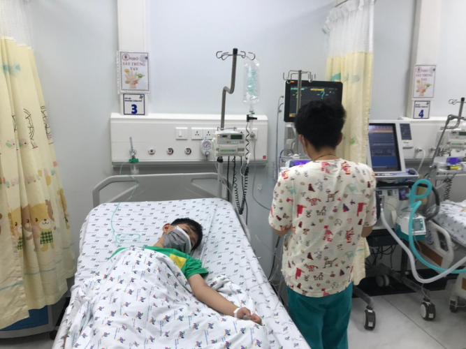 Bệnh nhi sốt xuất huyết điều trị tại Bệnh viện Nhi đồng Thành phố (Thành phố Hồ Chí Minh). Ảnh: BVCC.