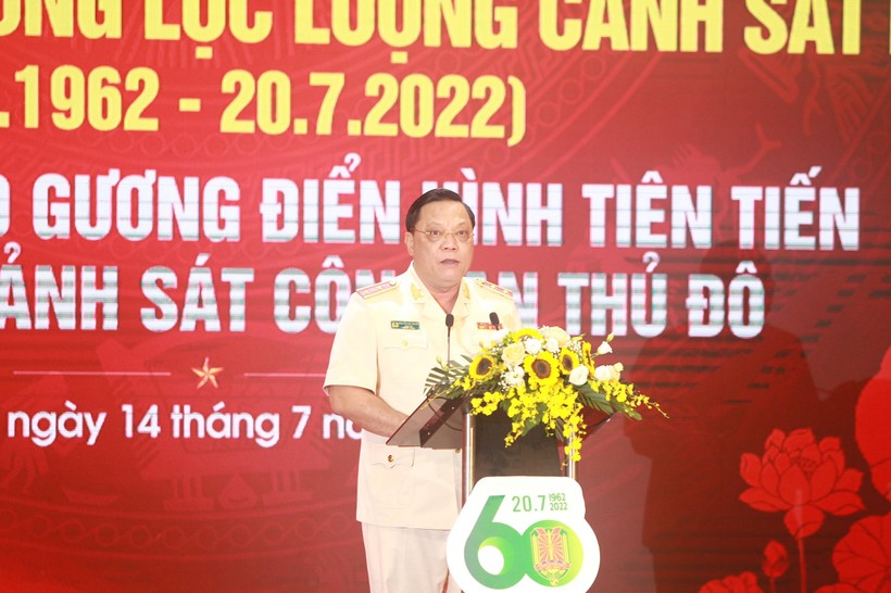Trung tướng Nguyễn Hải Trung - Giám đốc Công an TP Hà Nội phát biểu.